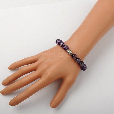 Natural Amethyst Stretch Bracelets BJEW-JB01329-05-1