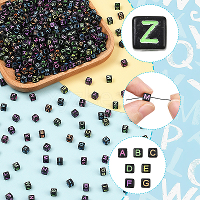 1000Pcs Opaque Acrylic Beads MACR-SC0002-43B-1