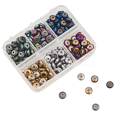210Pcs 6 Colors PVD Vacuum Plating Non-magnetic Synthetic Hematite Beads G-CJ0001-45-1