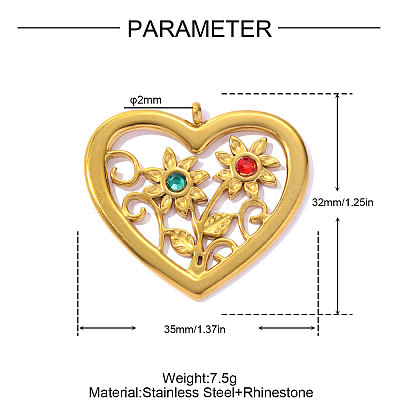 304 Stainless Steel Rhinestone Pendants STAS-OY016-56G-1