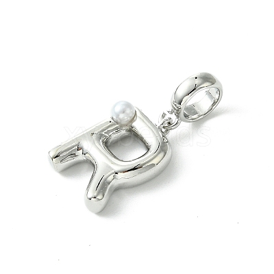 Rack Plating Brass with ABS Plastic Pearl European Dangle Charms KK-G501-02R-P-1