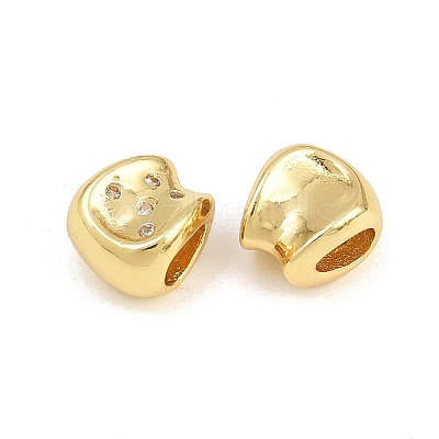 Brass Micro Pave Cubic Zirconia European Beads RB-CBAB488-03G-1