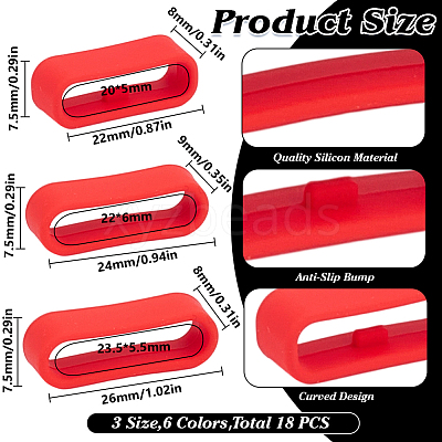 18Pcs 18 Styles Silicone Replacement Watch Band Strap Loops FIND-DR0001-82-1