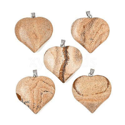 Natural Picture Jasper Pendants GG-K002-04R-1