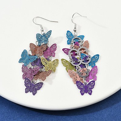 430 Stainless Steel Butterfly Dangle Earrings EJEW-A137-05P-01-1
