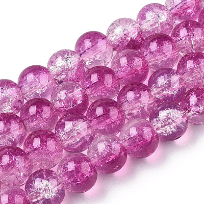 Transparent Crackle Baking Paint Glass Beads Strands DGLA-T003-01A-09-1
