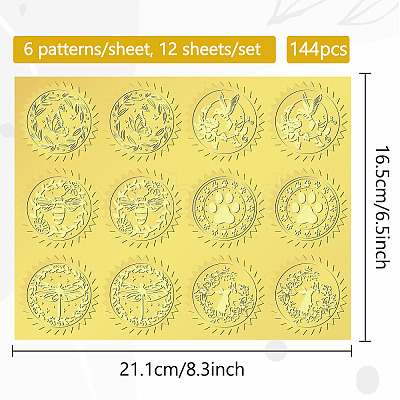 6 Patterns Aluminium-foil Paper Adhesive Embossed Stickers DIY-WH0451-004-1