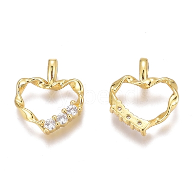Brass Micro Pave Clear Cubic Zirconia Charms ZIRC-O035-28G-1