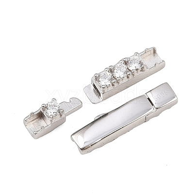 925 Sterling Silver Micro Pave Clear Cubic Zirconia Bayonet Clasps STER-C016-01A-P-1