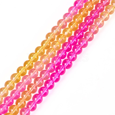 2 Strands Baking Paint Transparent Glass Beads DGLA-TA0001-20B-1