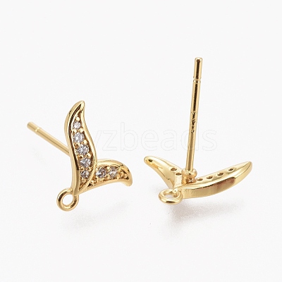 Brass Micro Pave Clear Cubic Zirconia Stud Earring Findings ZIRC-L098-038G-1