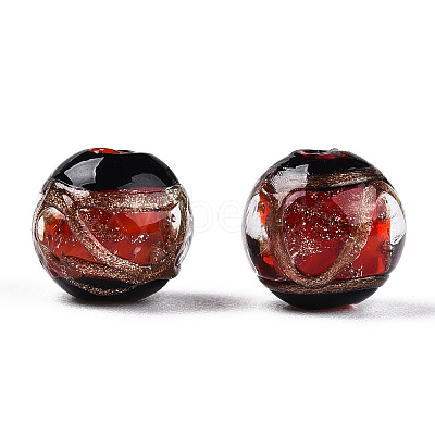 Handmade Gold Sand Lampwork Beads LAMP-T019-14mm-03-1