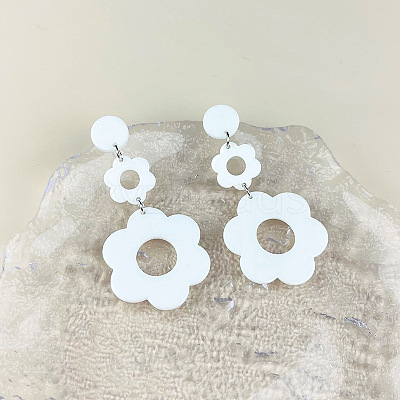 Acrylic Hollow Flower Dangle Stud Earrings FS-WGDE077-03-1