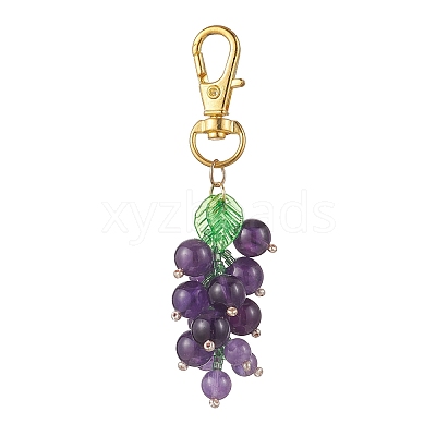 Grape Natural Amethyst Pendant Decorations HJEW-MZ00342-02-1