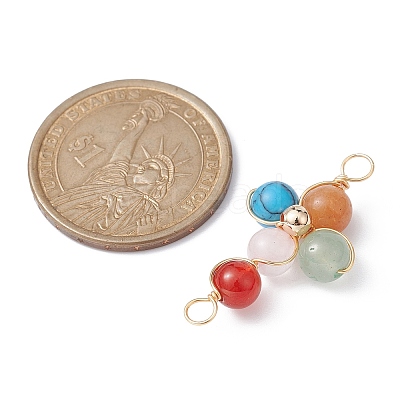Mixed Gemstone Connector Charms PALLOY-JF02224-01-1