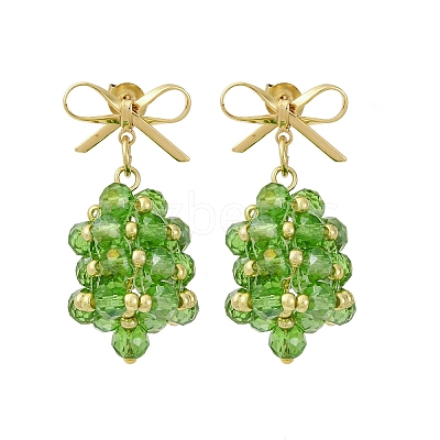 Christmas Bell Brass Dangle Stud Earrings EJEW-MZ00495-02-1