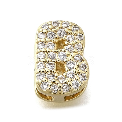 Brass Micro Pave Cubic Zirconia Letter Multi-Strand Links KK-D295-32G-02-1