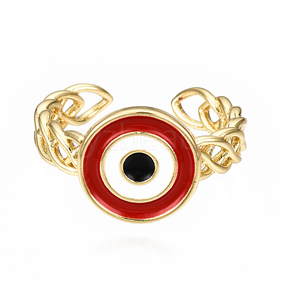 Brass Enamel Cuff Rings RJEW-N035-011-NF-1