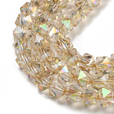 Electroplate Glass Beads Strands GLAA-Q105-02-07-1