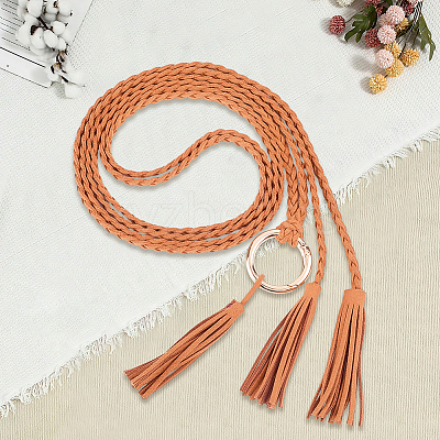 Handmade Imitation Leather Braided Rope Tie Belts AJEW-WH20006-398B-1