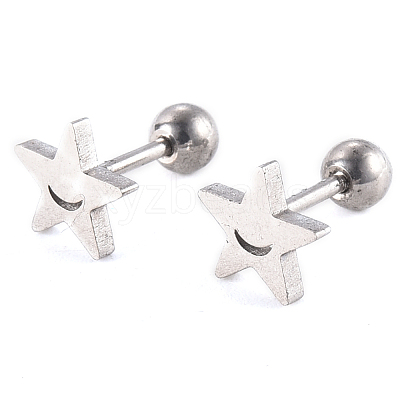 Tarnish Resistant 201 Stainless Steel Barbell Cartilage Earrings EJEW-R147-01-1