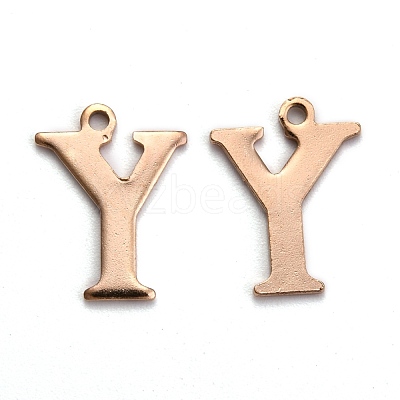 Ion Plating(IP) 304 Stainless Steel Alphabet Charms STAS-H122-Y-RG-1