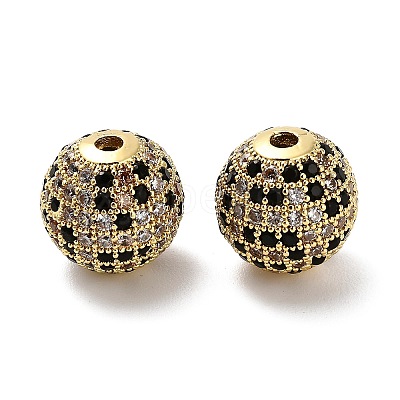 Brass Micro Pave Cubic Zirconia Beads KK-L229-024G-1