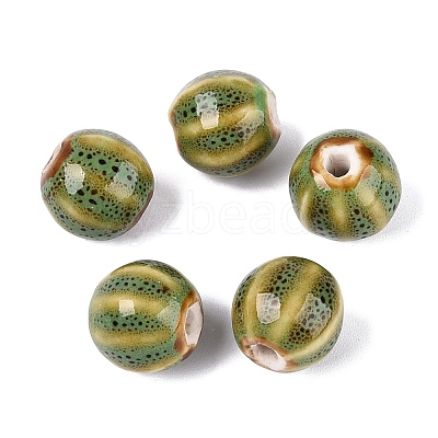 Vintage Porcelain Corrugated Beads PORC-N013-11E-1