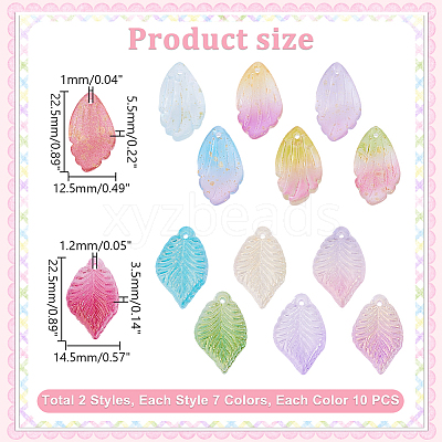 140Pcs 14 Color Autumn Theme Two Tone Spray Painted Glass Pendants GLAA-GA0001-84-1