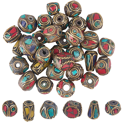 50Pcs Handmade Tibetan Style Beads TIBEB-SP0001-21-1