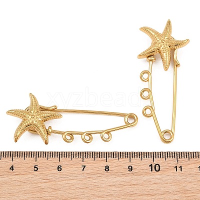 Starfish 304 Stainless Steel Safety Pins Brooch Findings SA-CBA098D-16C-G03-1