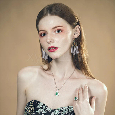 3 Pairs 3 Colors Imitation Leather Tassel Chandelier Earrings EJEW-FI0002-37-1