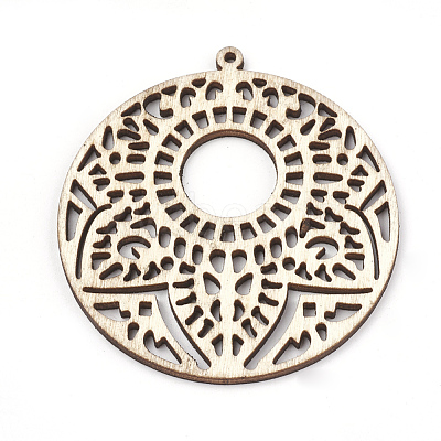 Undyed Wood Big Pendants WOOD-T008-42-1