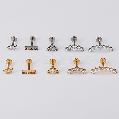 G23 Titanium Micro Pave Clear Cubic Zirconia Internally Threaded Labrets WG2497D-01-1