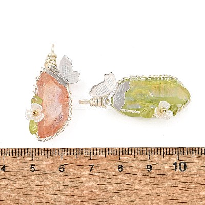 Electroplated Natural Quartz Copper Wire Wrapped Pendants PALLOY-TA00452-1