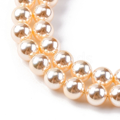UV Plating Pearlized Glass Pearl Beads Strands GLAA-F128-01A-T8-1