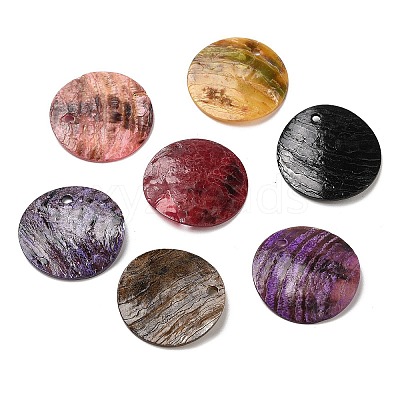 Spray Painted Natural Akoya Shell Pendants SHEL-F007-15B-1