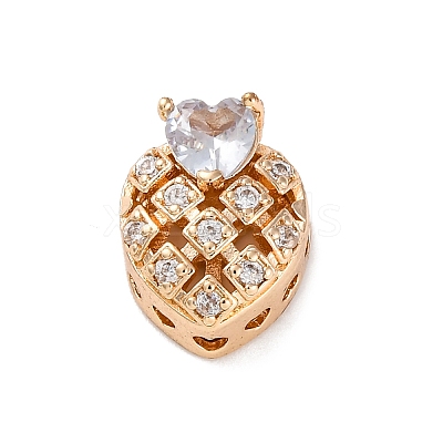 Rack Plating Brass Micro Pave Cubic Zirconia Beads KK-Z082-08G-1