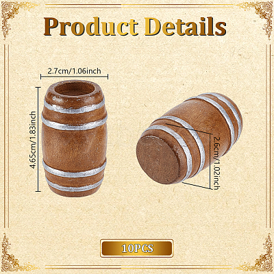 Wood Barrels Miniature Ornaments DJEW-WH0043-110A-01-1