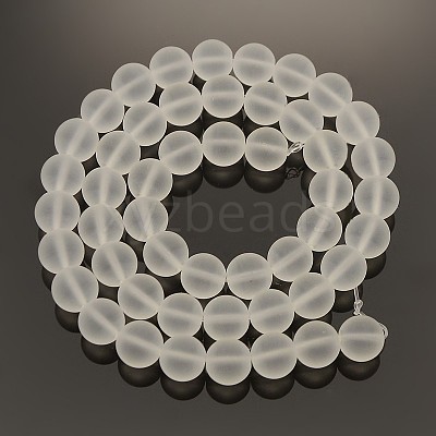 Frosted Transparent Round Glass Beads Strands X-FGLA-P002-8mm-03-1
