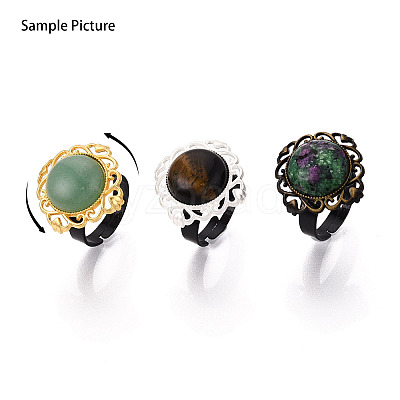 Adjustable Rhombus Alloy & Iron Bezel Cup Ring Base with Rotatable Tray MAK-T012-02G-1