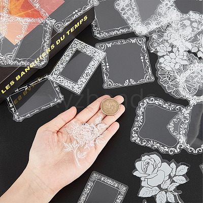 2 Boxes 2 Styles PET Hollow Lace Stickers Set DIY-GF0006-78-1