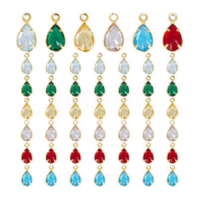 48Pcs 6 Colors Glass Charms KK-PH0010-45-1