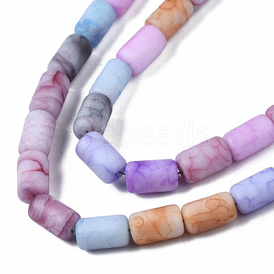 Opaque Baking Paint Crackle Glass Beads Strands X-FGLA-T004-01I-1