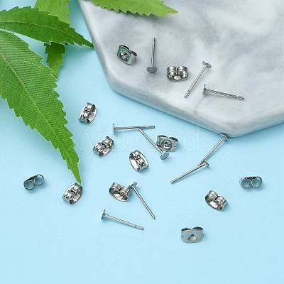 100Pcs 304 Stainless Steel Stud Earring Findings STAS-YW0001-43G-1