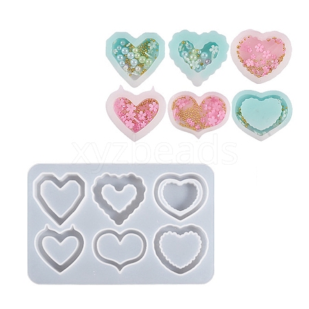 Heart DIY Silicone Quicksand Molds DIY-G079-07B-1