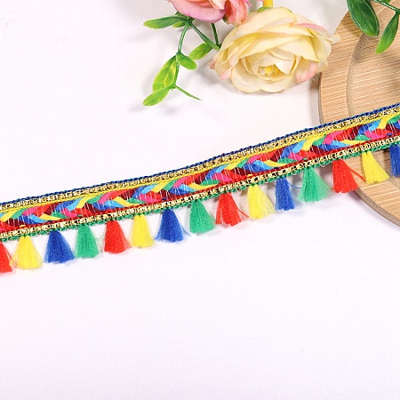 50 Yards Rainbow Color Polyester Fringe Ribbon PW-WG86630-01-1