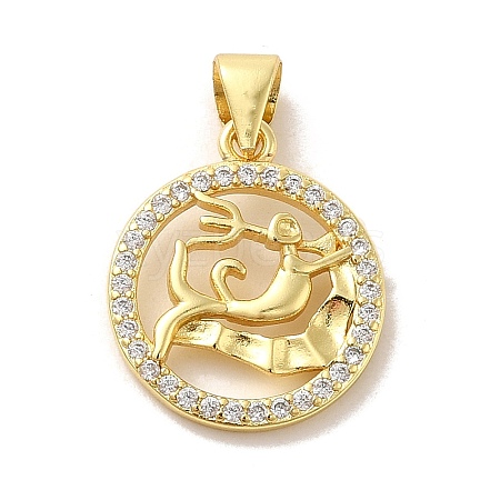 Zodiac Theme Brass Micro Pave Cubic Zirconia Pendants KK-M273-05F-G-1