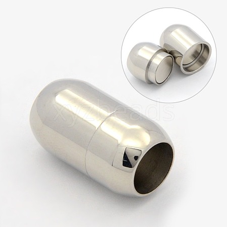 Tarnish Resistant Smooth 304 Stainless Steel Magnetic Clasps with Glue-in Ends STAS-Q153-1