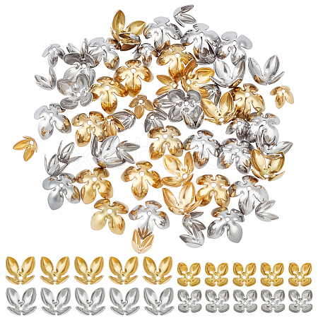 80Pcs 4 Style 304 Stainless Steel Bead Caps STAS-UN0045-92-1